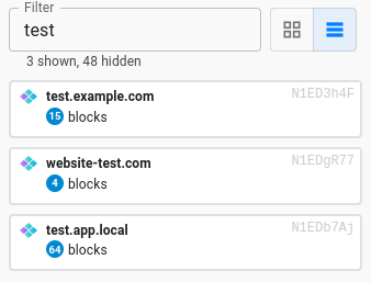 Dashboard filter and compact view