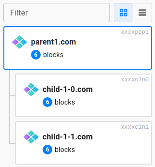 Dashboard with parent and children API keys
