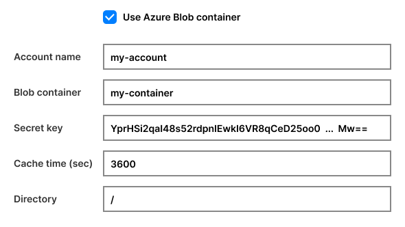 Blob container configuration
