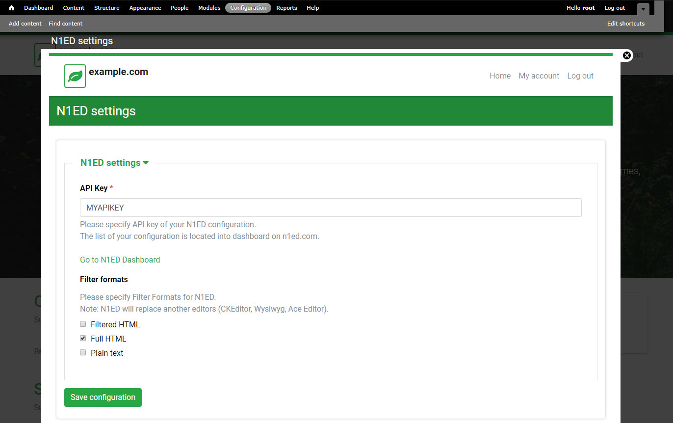 N1ED settings screenshot
