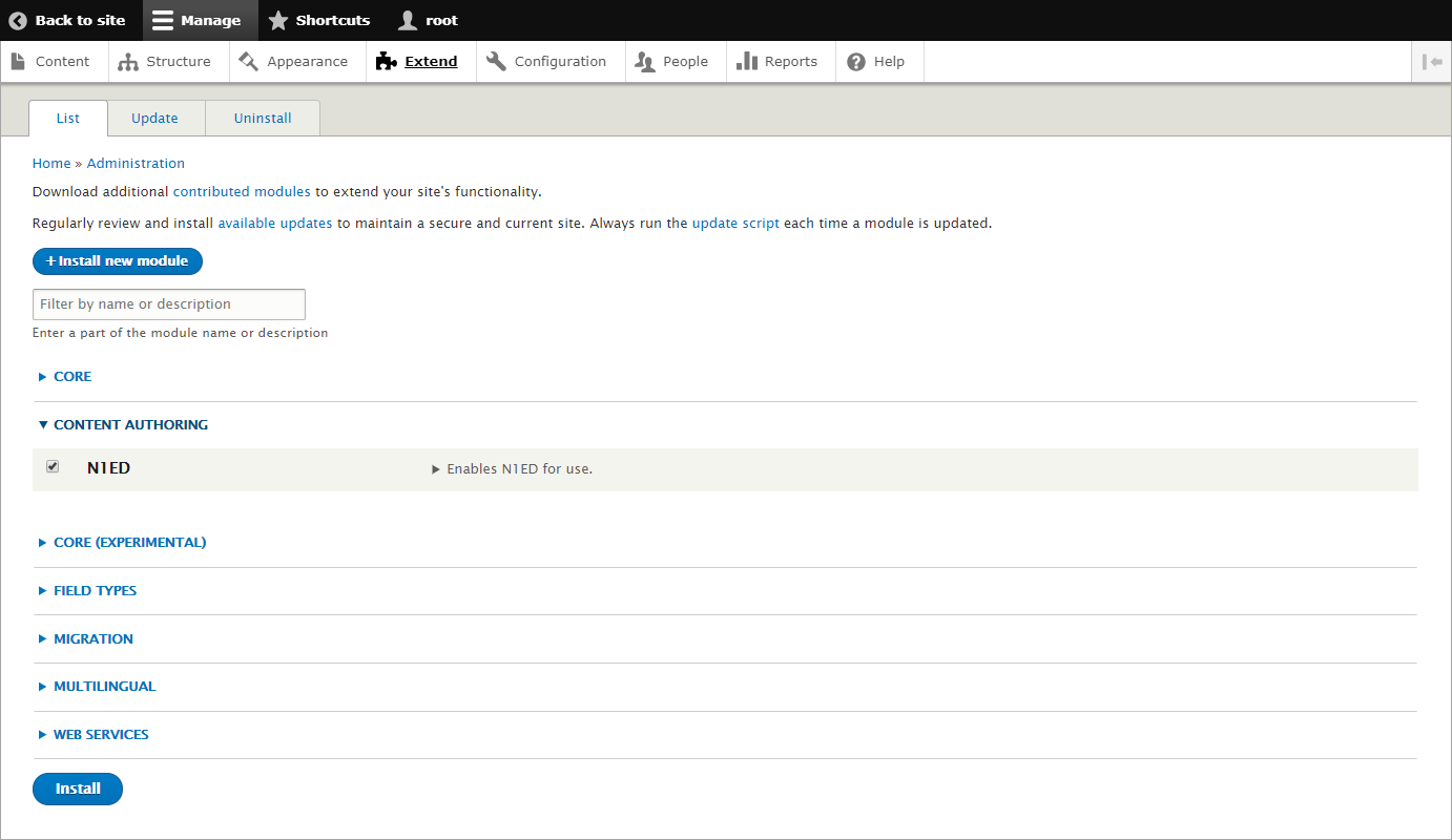 User interface settings screenshot