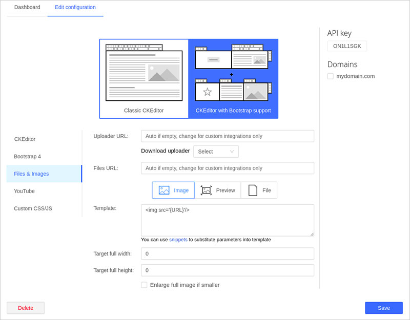 Image edit configuration screenshot