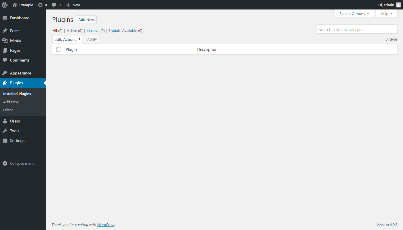 Plugins tab screenshot