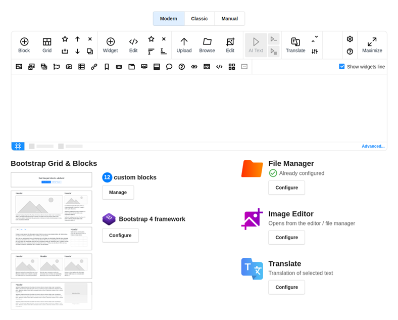 Visual configuring editor