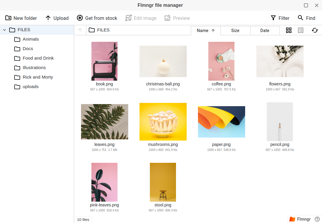 Flmngr file manager screenshot