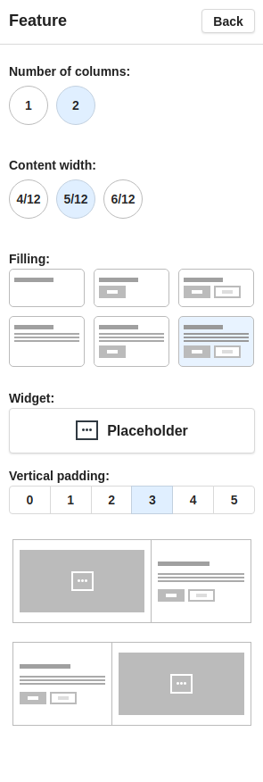 Feature horizontal Block constructor