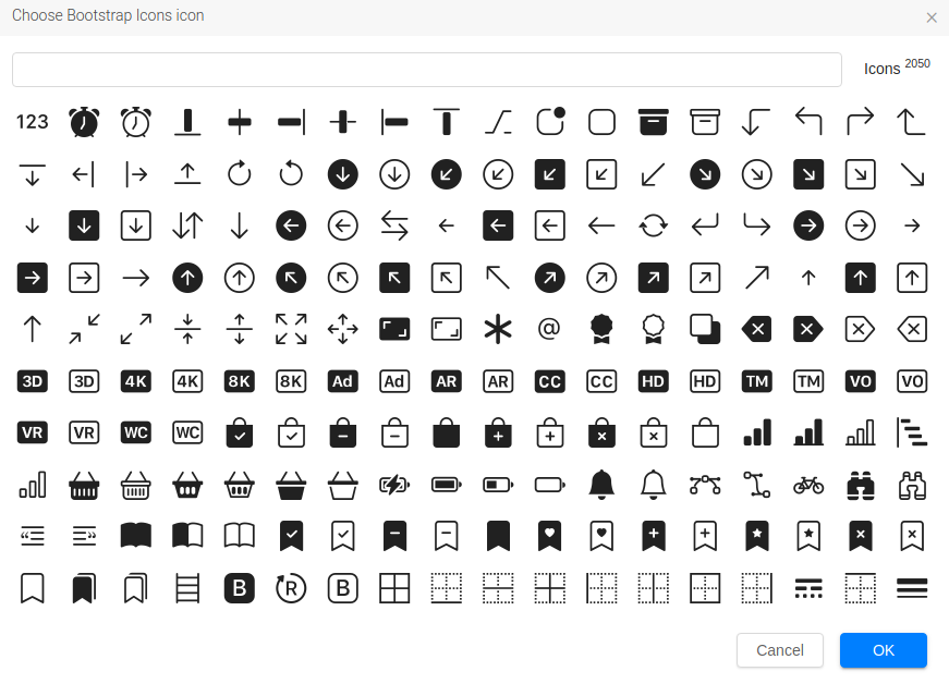 Bootstrap icons dialog