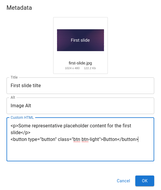 Add captions in Bootstrap carousel