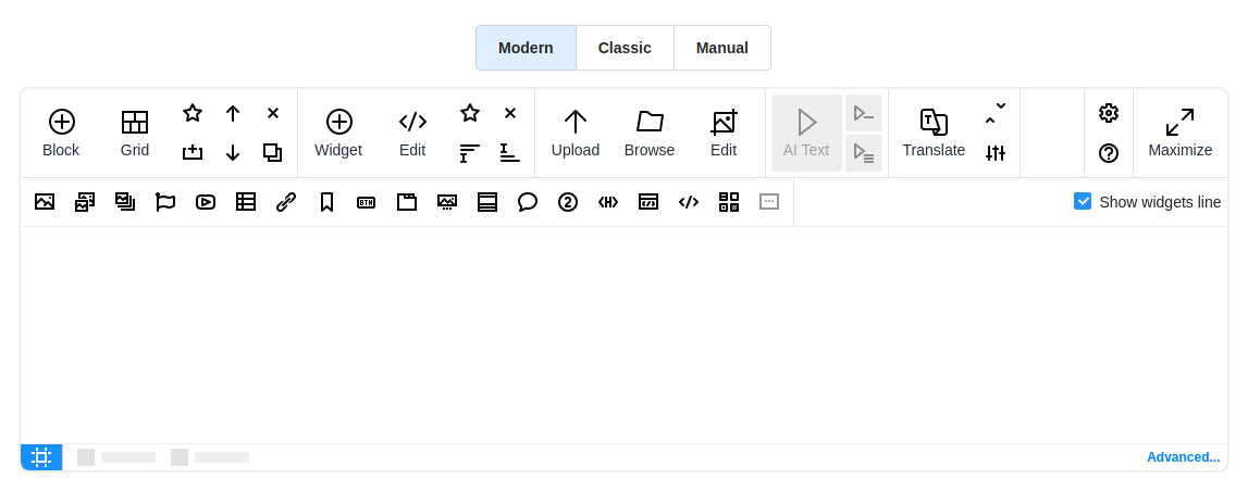 Modern toolbar