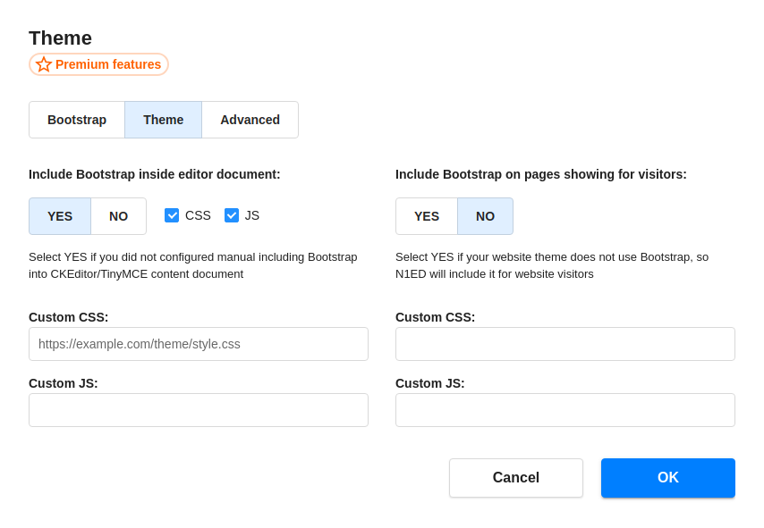 To apply new Bootstrap theme specify URL path with Bootstrap styles