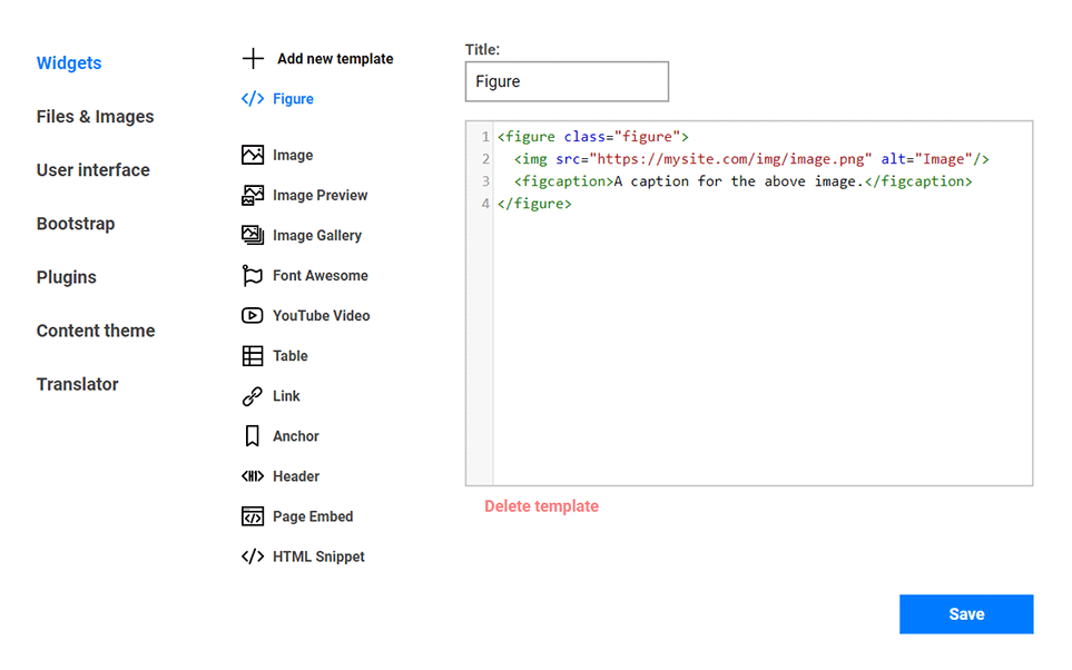 Adding custom template