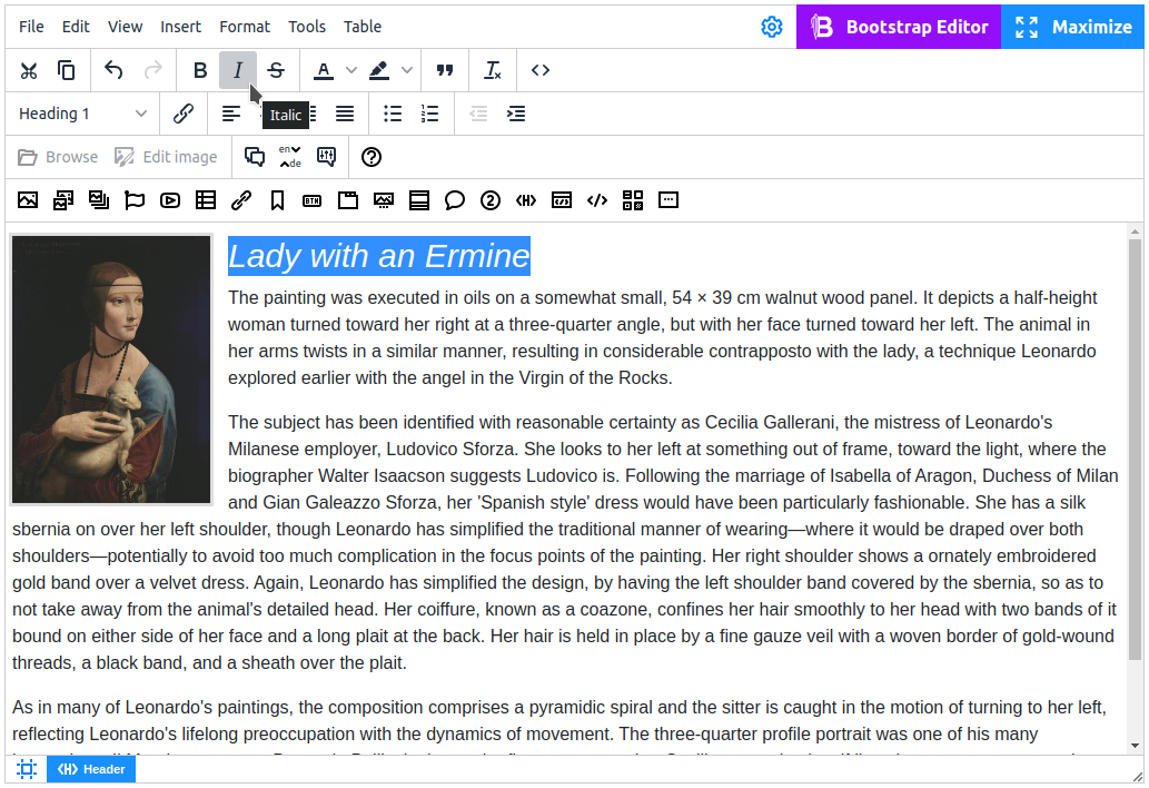 Edit article in WYSIWYG