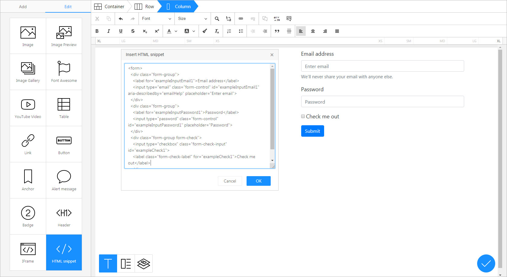 Add HTML snippet screenshot