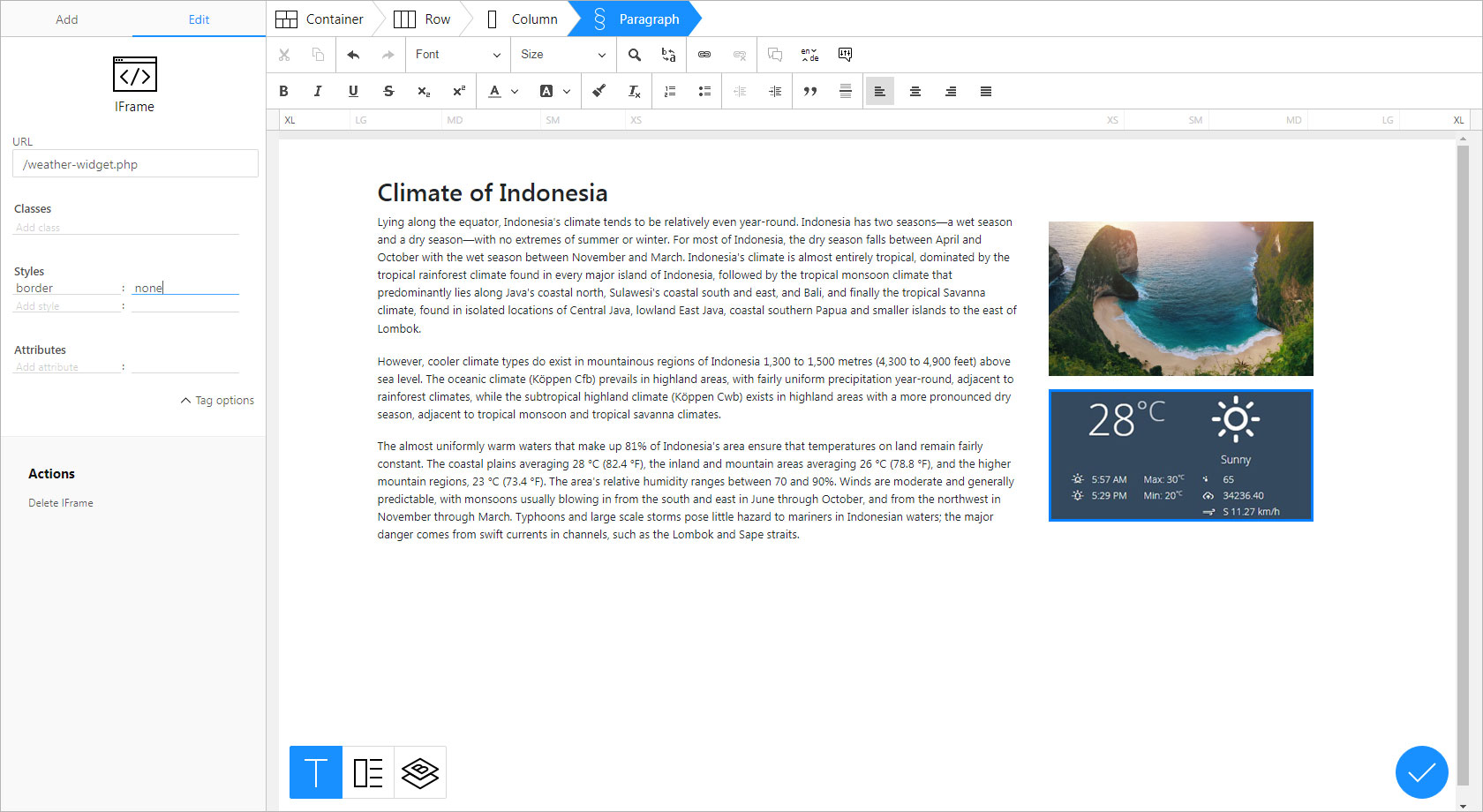 Edit IFrame screenshot