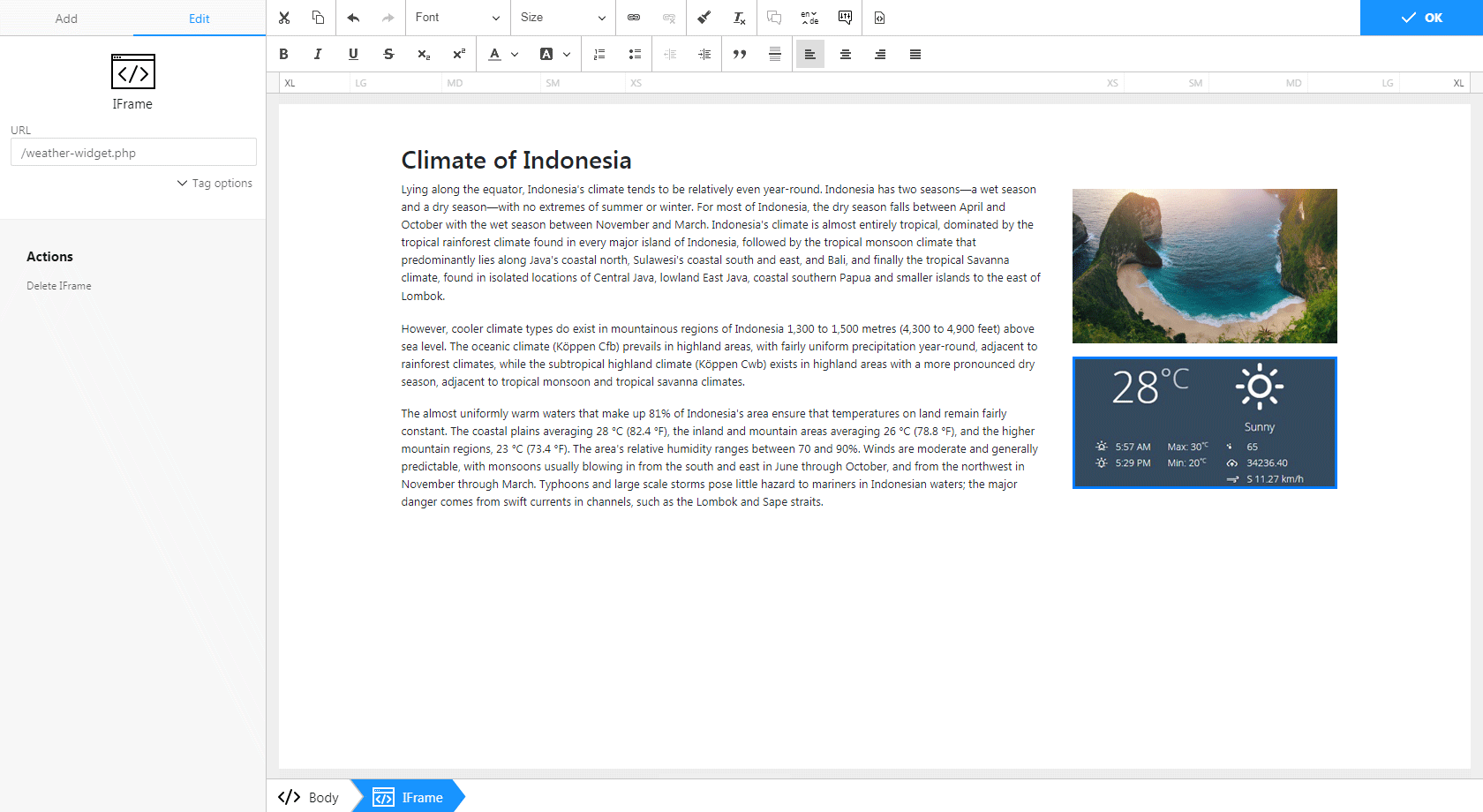 Edit IFrame screenshot