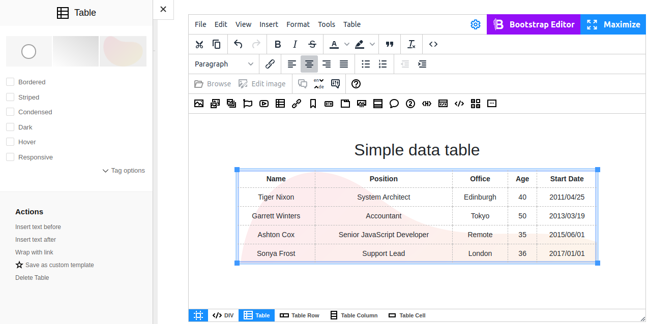 Table with background screenshot