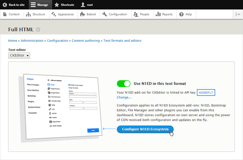 Visual configuring N1ED and widgets